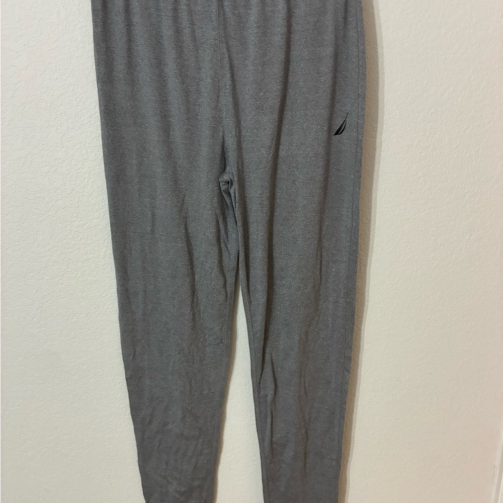 Nautica Gray Base Layer Leggings Logo Waistband Stretch Thermal Men’s M